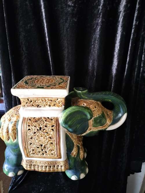 Decorative large Ceramic Indian Elephant Plant Stand/ Side Table