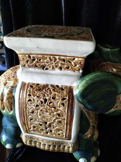 Decorative large Ceramic Indian Elephant Plant Stand/ Side Table