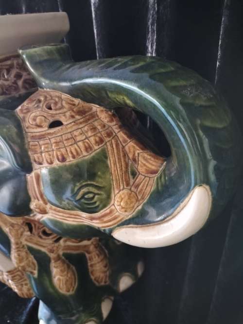 Decorative large Ceramic Indian Elephant Plant Stand/ Side Table