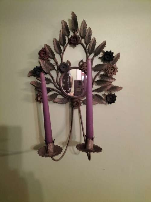Toile Floral Wrought Iron Wall  Candle Sconce