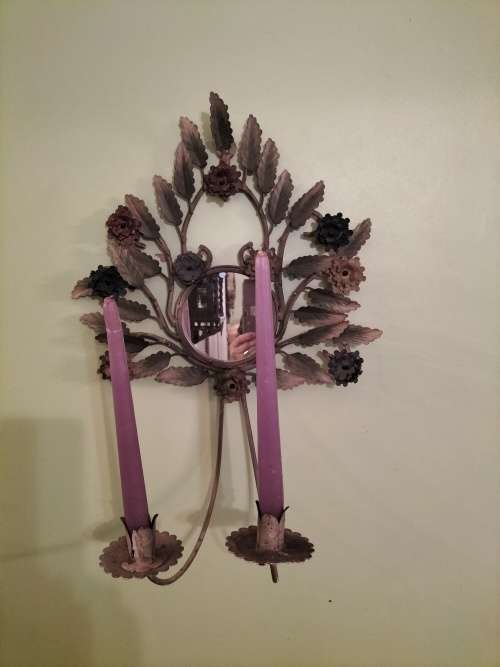 Toile Floral Wrought Iron Wall  Candle Sconce