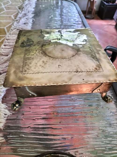 Brass  Cigar Box with Lion Feet