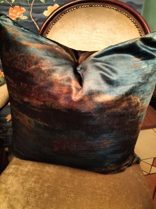 Velvet Cushion in Teal & Gold