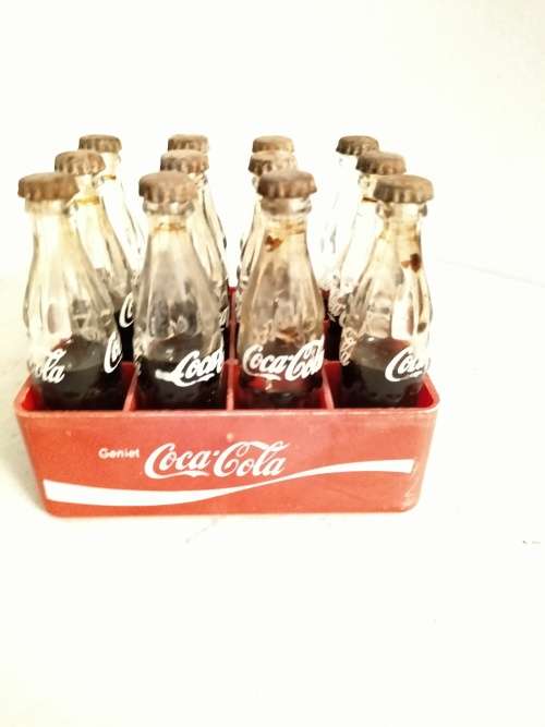 Miniature Crate of 12 Coca Cola in Glass Bottles