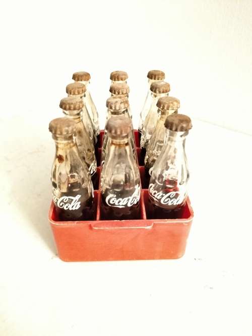 Miniature Crate of 12 Coca Cola in Glass Bottles