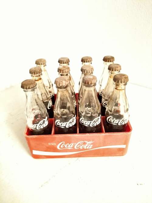 Miniature Crate of 12 Coca Cola in Glass Bottles