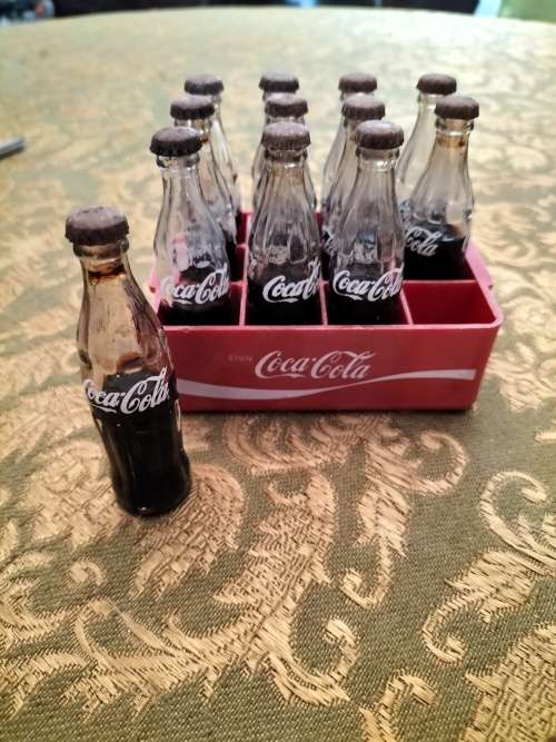 Miniature Crate of 12 Coca Cola in Glass Bottles