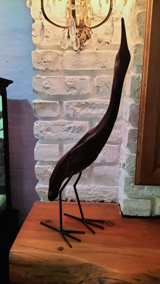large Wooden Carved Bird Figurine Sculpted with Rhodesian Teak