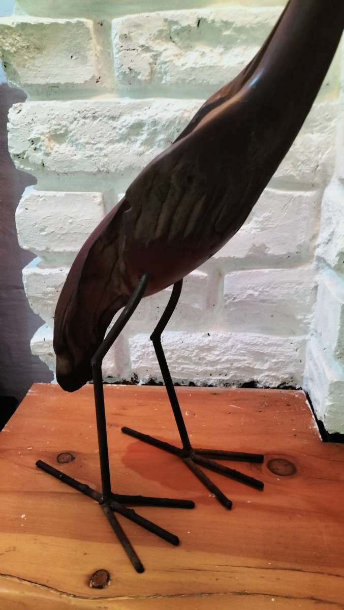 large Wooden Carved Bird Figurine Sculpted with Rhodesian Teak