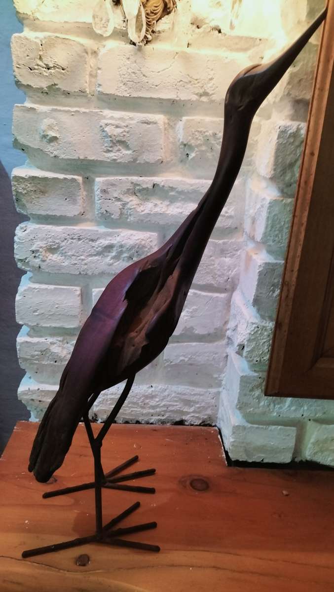 large Wooden Carved Bird Figurine Sculpted with Rhodesian Teak