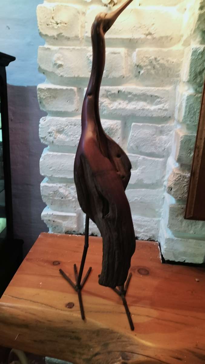large Wooden Carved Bird Figurine Sculpted with Rhodesian Teak