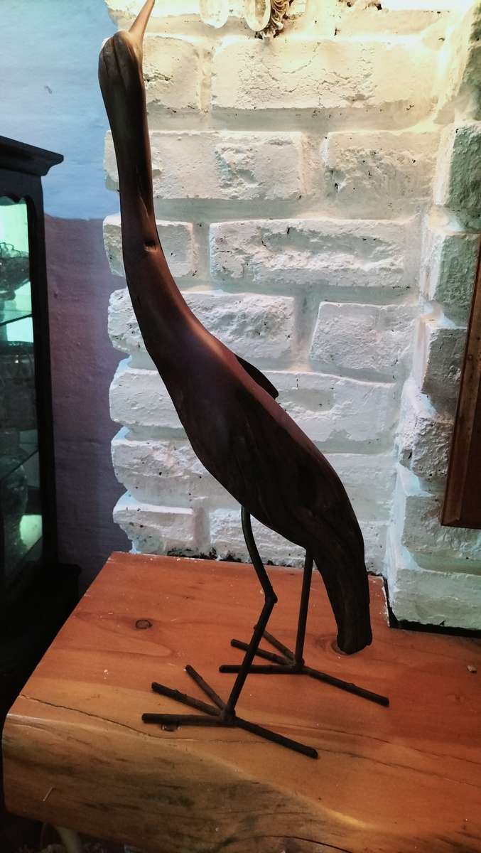 large Wooden Carved Bird Figurine Sculpted with Rhodesian Teak
