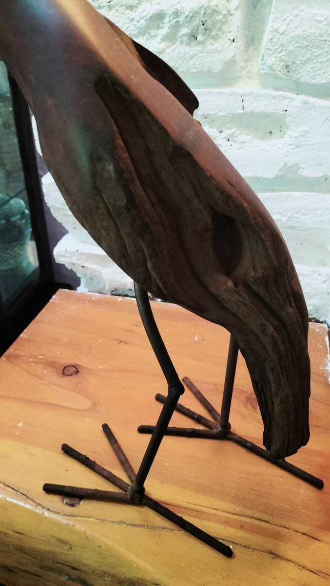 large Wooden Carved Bird Figurine Sculpted with Rhodesian Teak