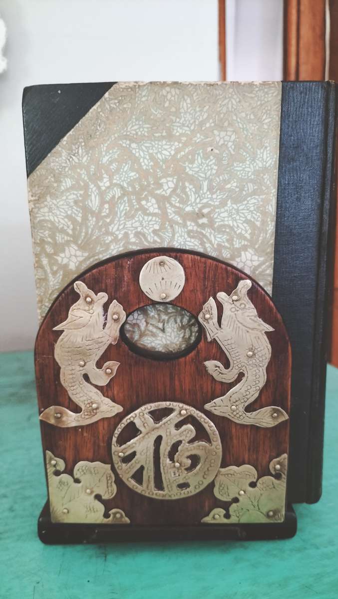 Chinese Wood Slide Book Case