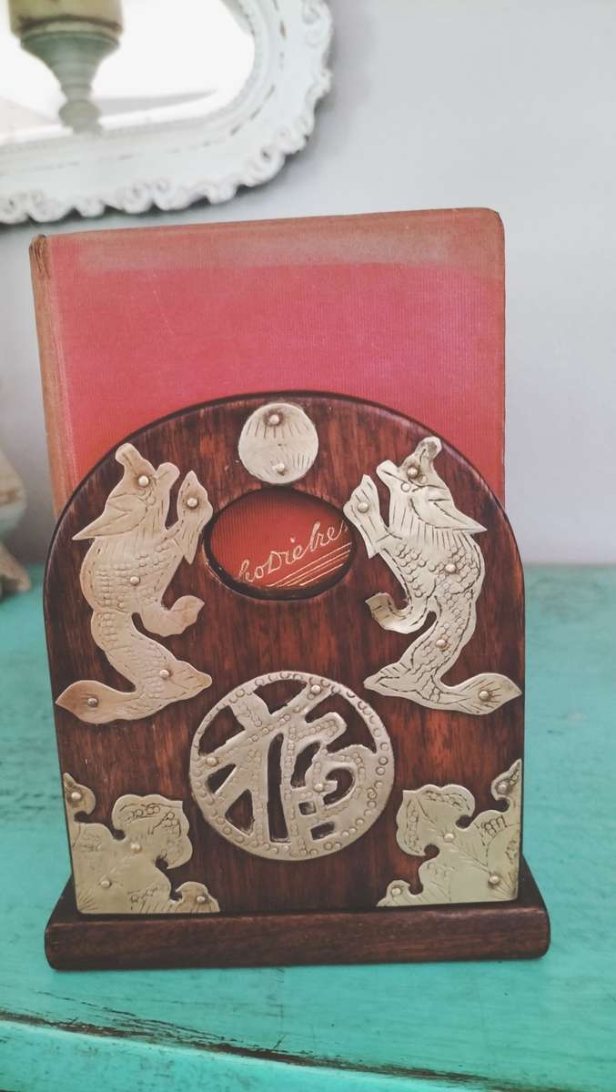 Chinese Wood Slide Book Case