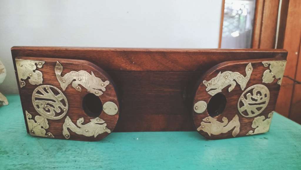 Chinese Wood Slide Book Case