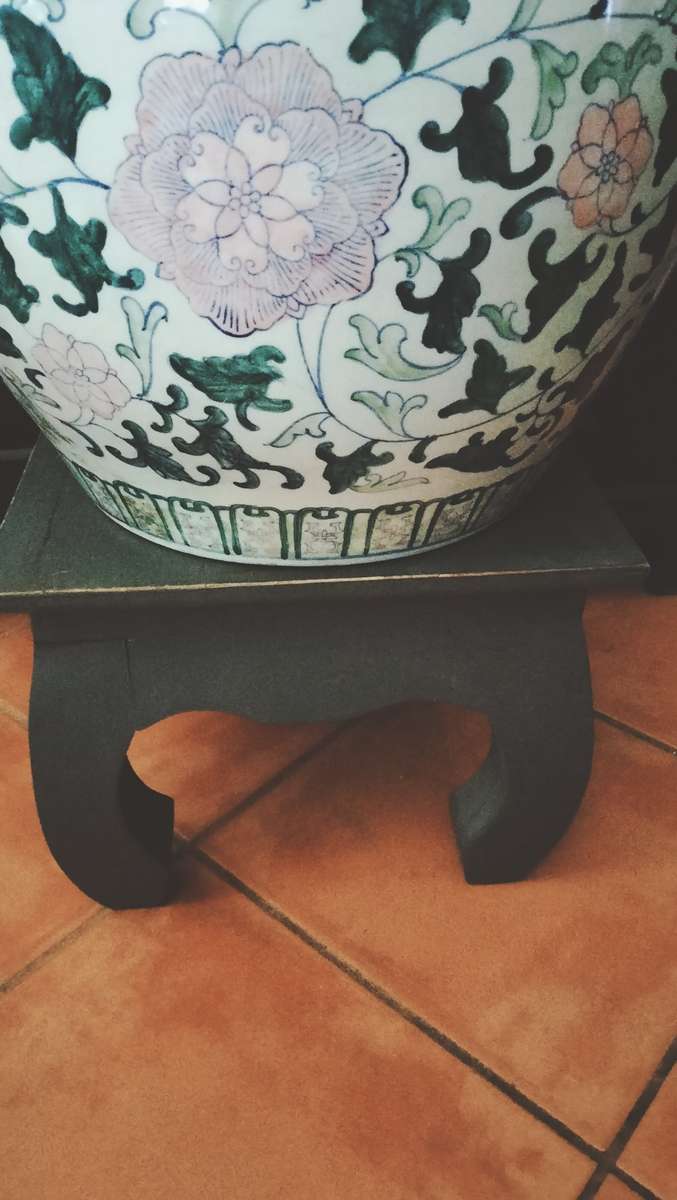 Large Chinese Jardiniere or Fish Bowl withStand