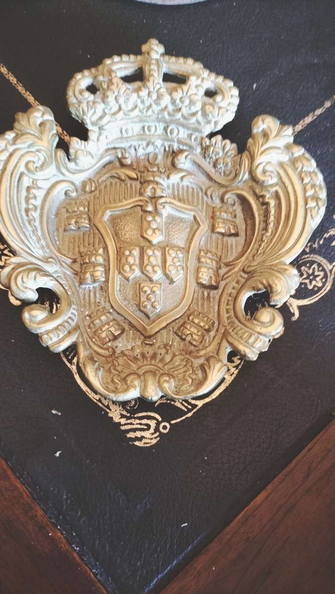 Antique Cast Brass Crest Pin Tray