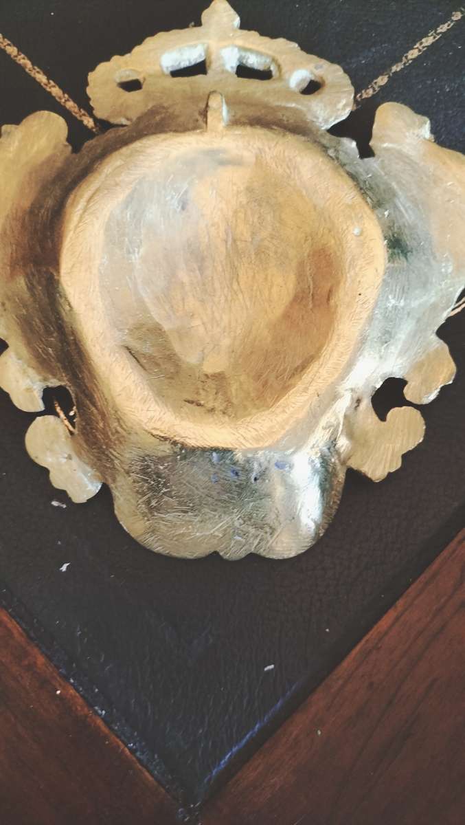 Antique Cast Brass Crest Pin Tray