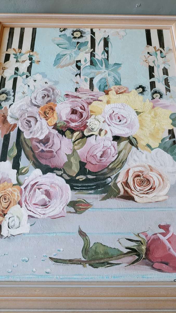 Clive K Heyne. SA Artist  Roses Still Life Painting