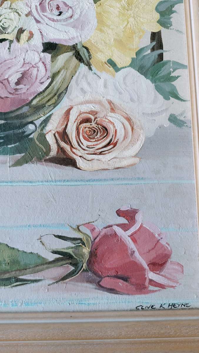 Clive K Heyne. SA Artist  Roses Still Life Painting