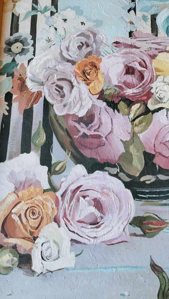 Clive K Heyne. SA Artist  Roses Still Life Painting