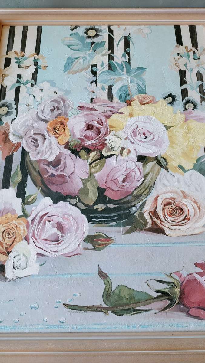 Clive K Heyne. SA Artist  Roses Still Life Painting
