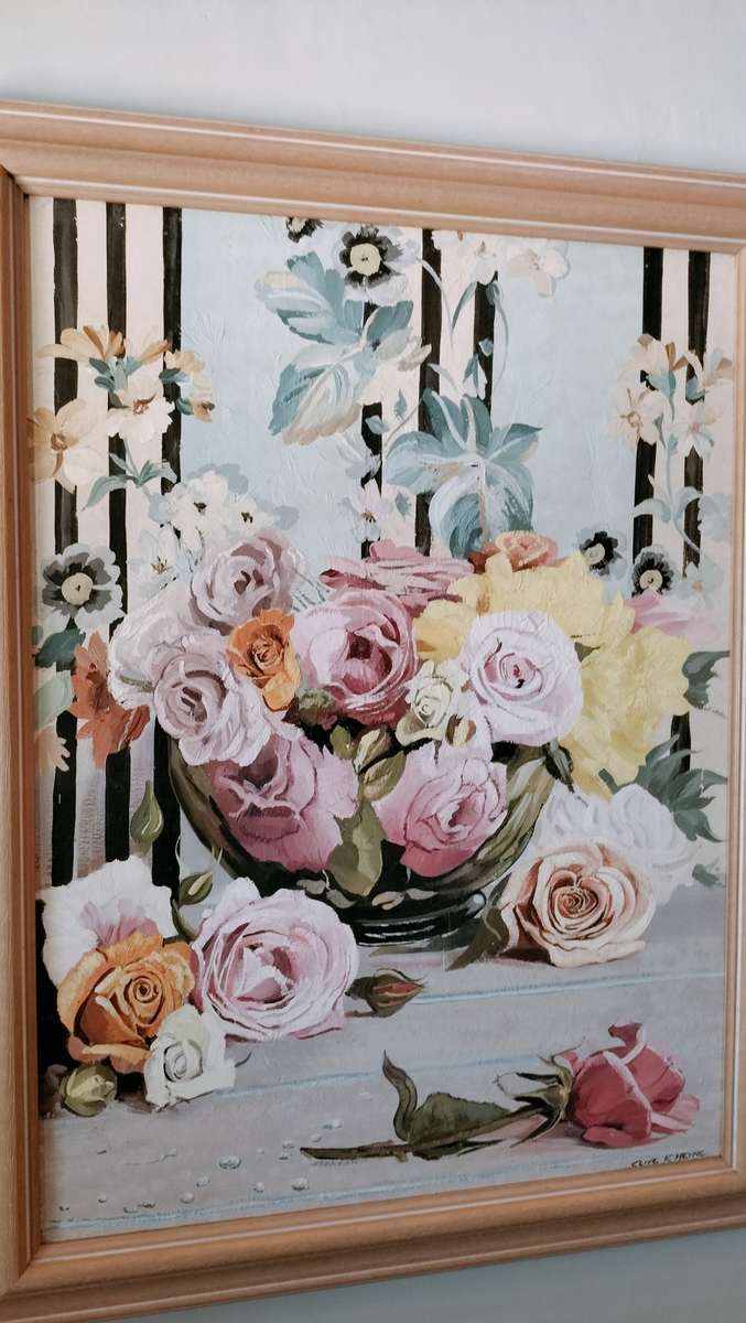 Clive K Heyne. SA Artist  Roses Still Life Painting