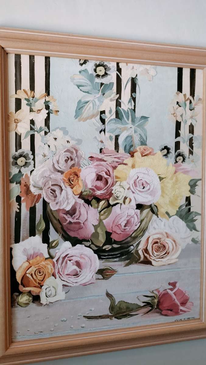 Clive K Heyne. SA Artist  Roses Still Life Painting