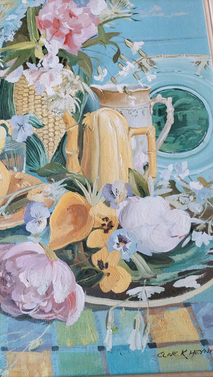 Clive K Heyne. SA Artist  Flowers Still Life Painting