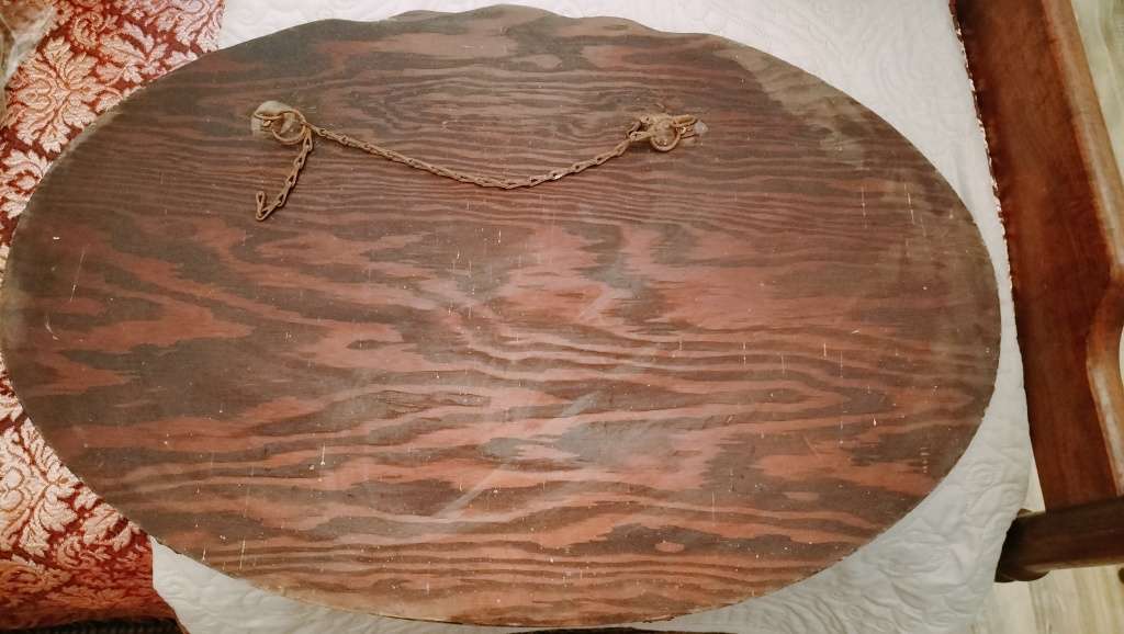 Art Deco Style Bevelled Oval Mirror with Chain