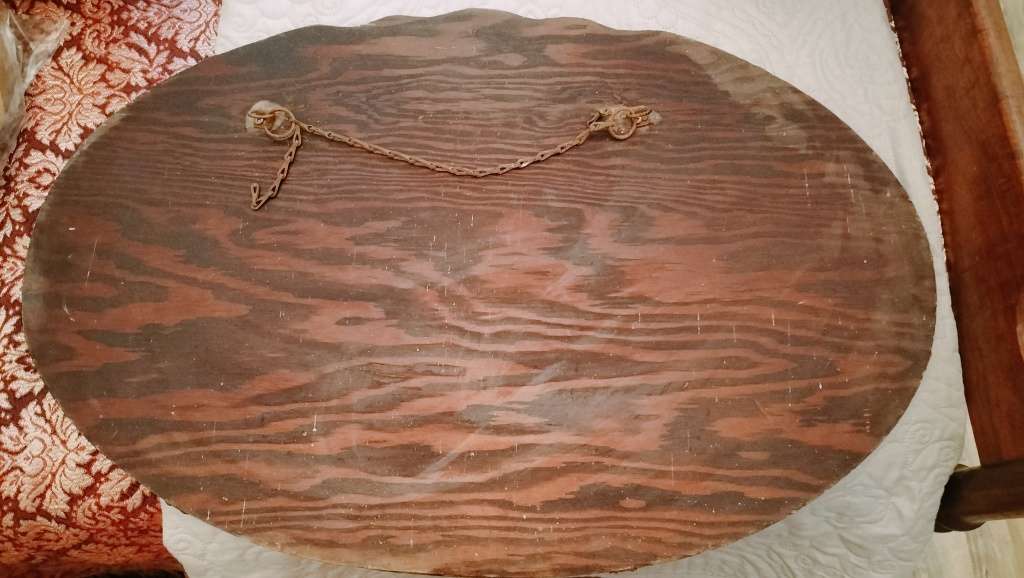 Art Deco Style Bevelled Oval Mirror with Chain