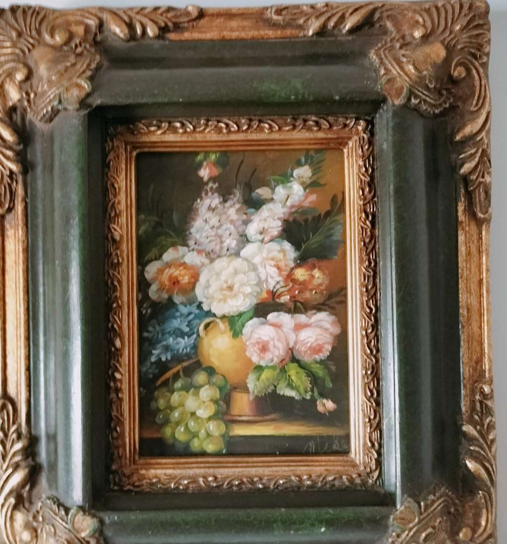 Still Life Framed Painting of Flowers & Fruit