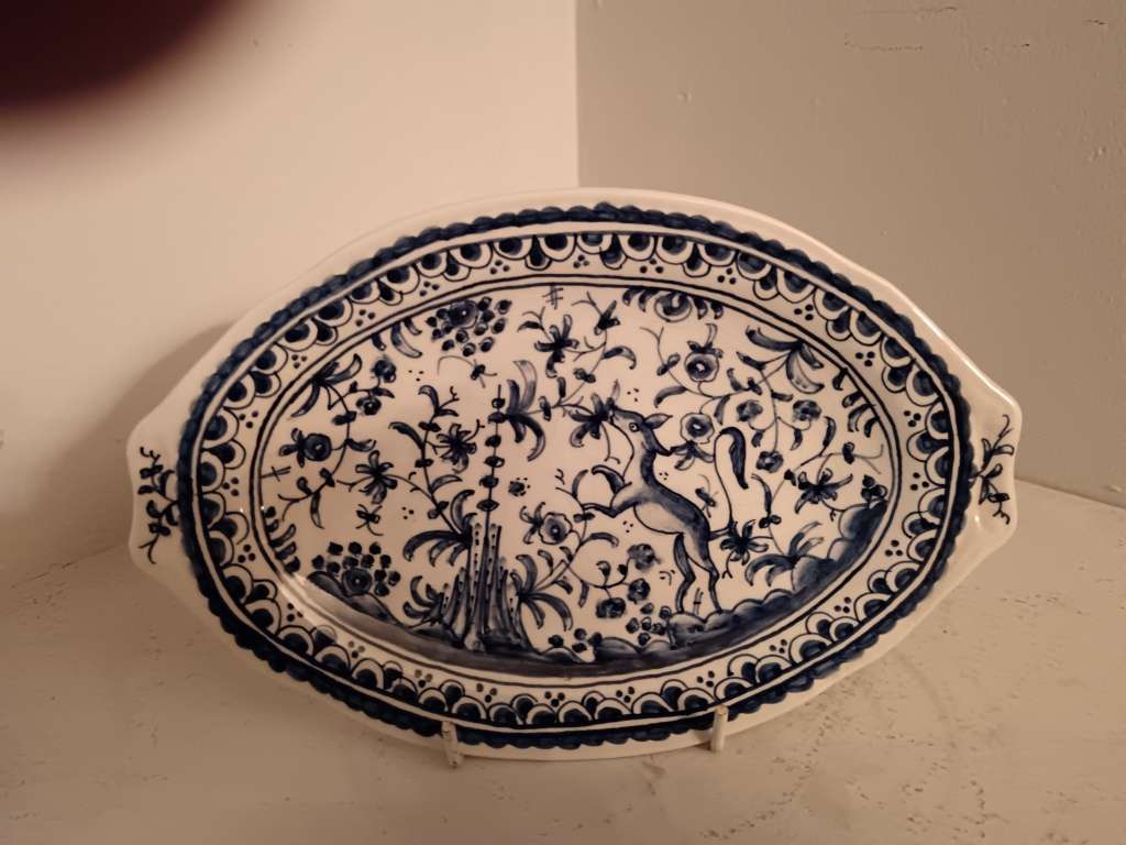 Ceramica Coimbro hand Painted Oval  Plate from Portugual