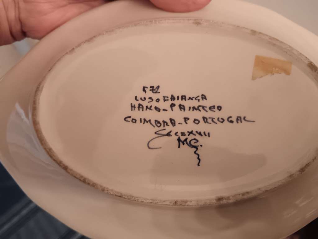 Ceramica Coimbro hand Painted Oval  Plate from Portugual