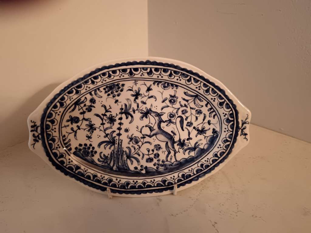 Ceramica Coimbro hand Painted Oval  Plate from Portugual