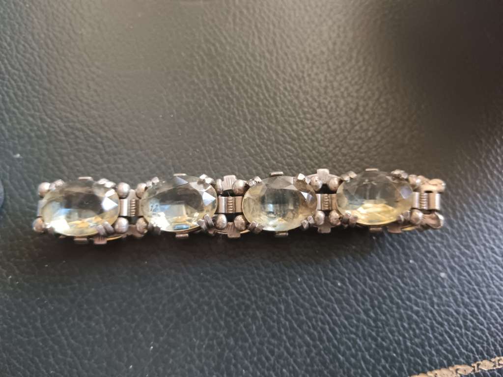 Vintage Silver Tone Citrine Glass Cocktail Bracelet