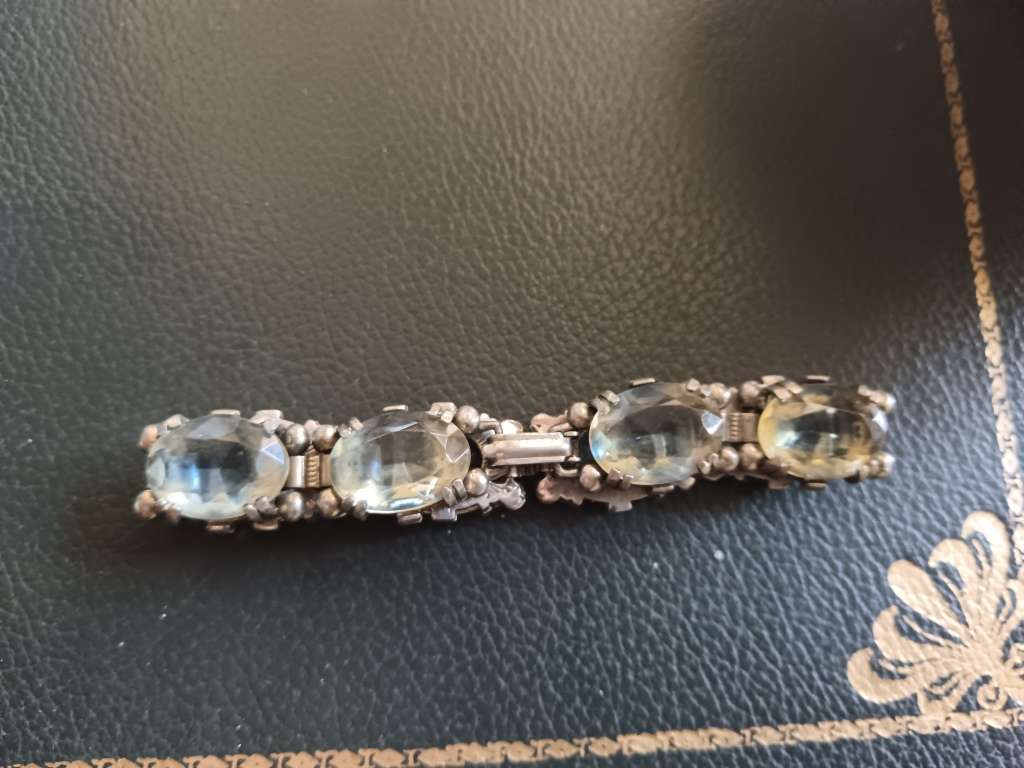 Vintage Silver Tone Citrine Glass Cocktail Bracelet