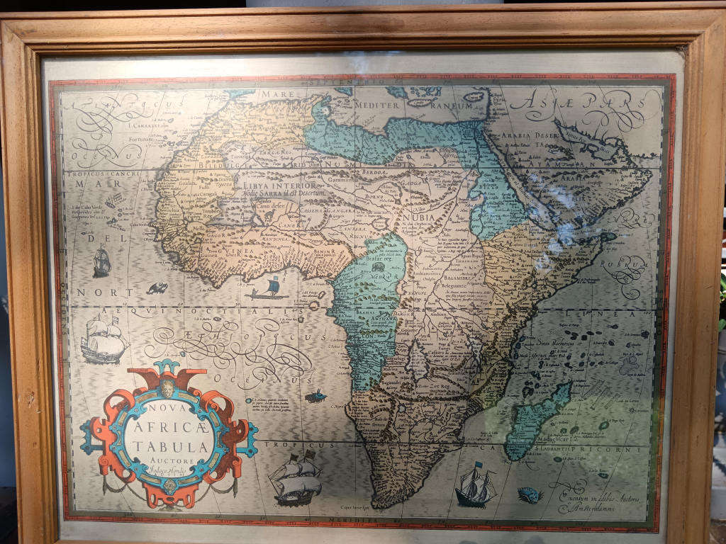 Framed Nova Africae Tabula By Jodocus Hondio