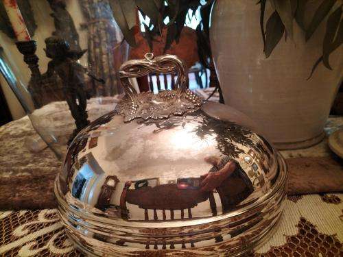 Sheffield Silver Plated Food Dome with Grape Design Handle C1900