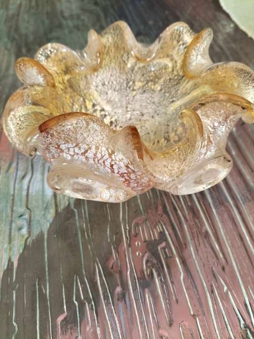 Gold Speckled Murano Ashtray/ Bowl