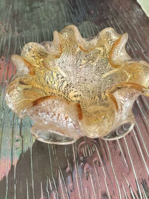 Gold Speckled Murano Ashtray/ Bowl