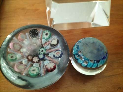 Pair of Millefiori Glass Paperweights