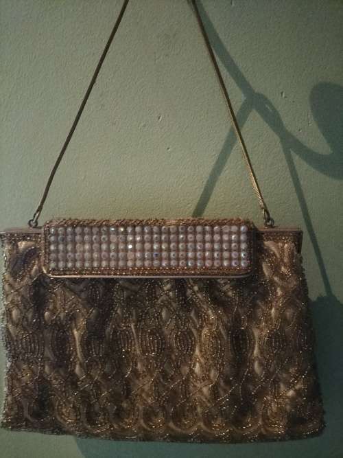 Vintage Gold Beaded Evening Bag