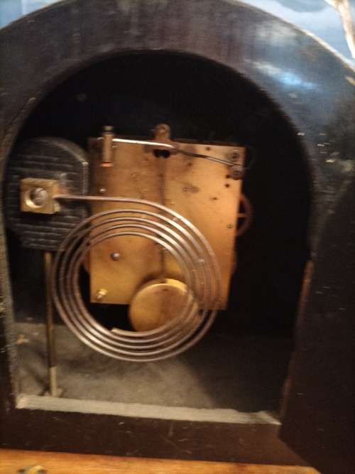 Art Deco Style Wooden Mantle.  Clock