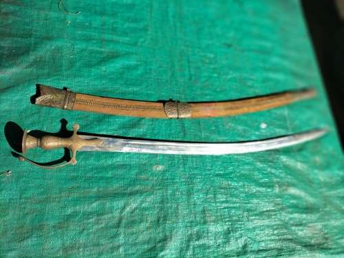 Antique Tulwar Sword with Scabbard South Indian/ Indo Persian Possibly 18/19 Centuary
