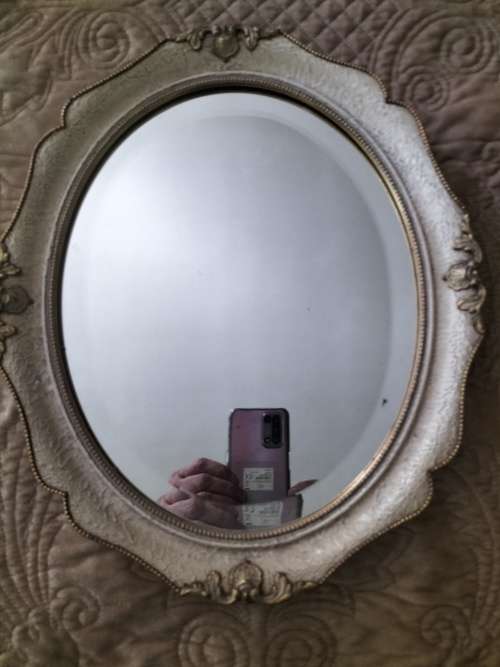 Bevelled Cream & Gold  Oval Mirror