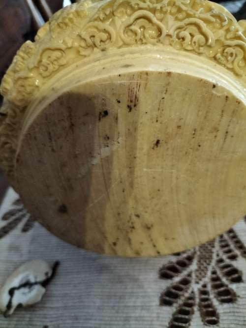 Vintage Unusual Chinese Carved Figural Group Vase/ Umbrella Stand