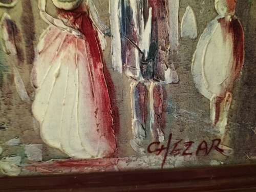 Boris Chezar Sand Painting of French Scene