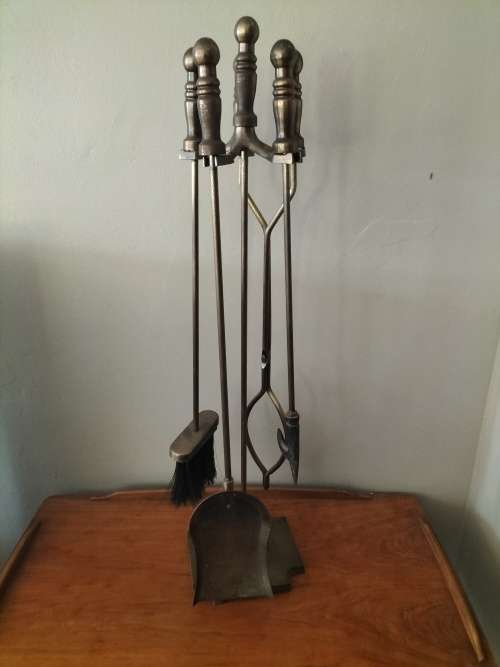 Vintage Brass Fireside Tool Set